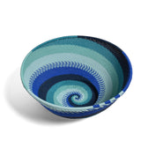 Fair Trade Zulu Telephone Wire 8-inch Round Pedestal Bowl, African Ocean, Simple Swirl Patterns