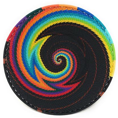 Fair Trade Zulu Telephone Wire 8" Shallow Platter Basket, African Rainbow