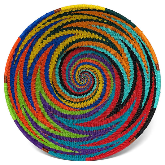 African Fair Trade Zulu Telephone Wire 8" Pedestal Bowl/Basket, African Spirit, Each One Unique