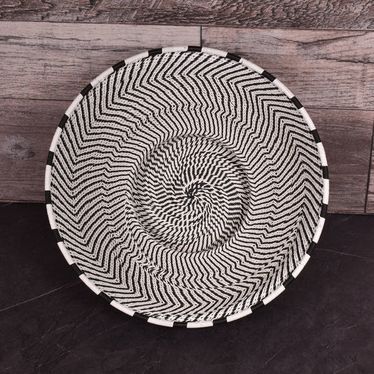 Fair Trade Zulu Telephone Wire 8-inch Round Pedestal Bowl, Each One Unique, African Eclipse