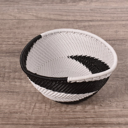 Fair Trade 4-1/4-inch Triangle Handwoven Zulu Wire Basket, African Eclipse
