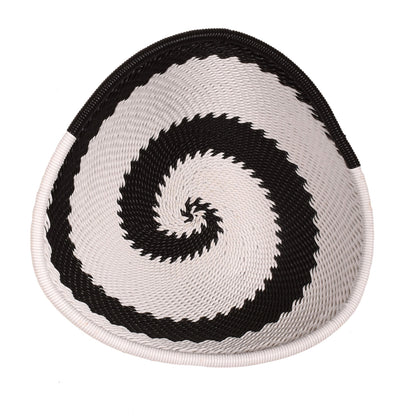 Fair Trade 4-1/4-inch Triangle Handwoven Zulu Wire Basket, African Eclipse