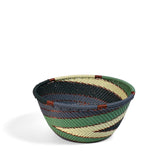 African Fair Trade Zulu Telephone Wire 4-1/2" Small Round Bowl, Emerald, Each One Unique