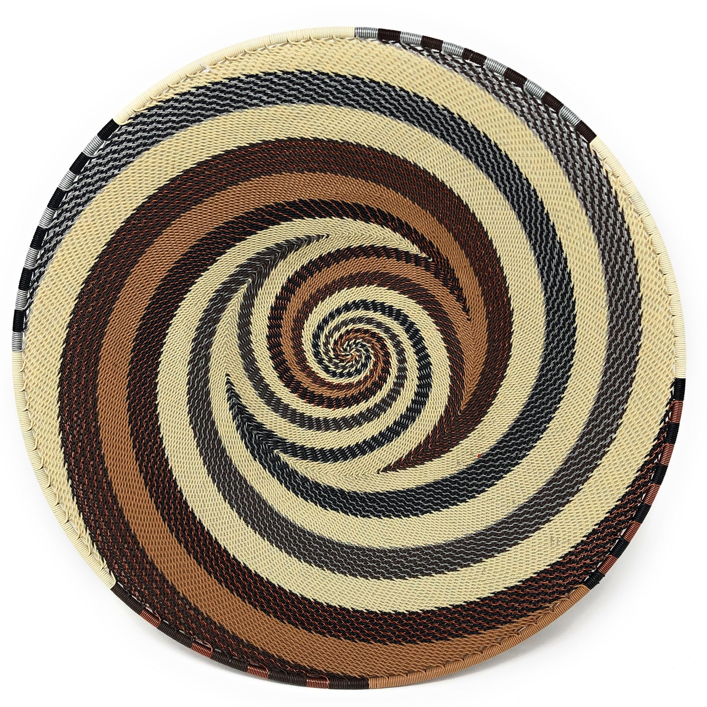 Fair Trade Zulu Telephone Wire 12-inch Platter Basket, Mocha