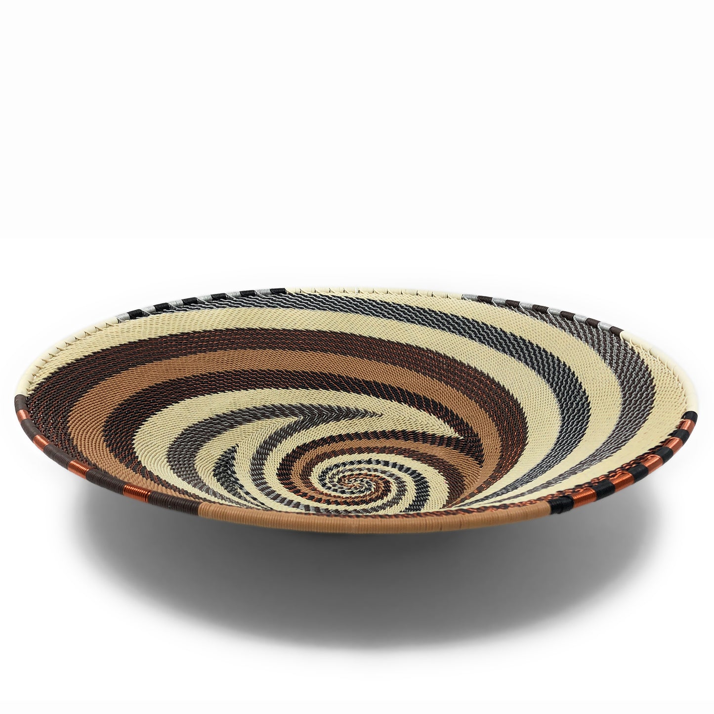 Fair Trade Zulu Telephone Wire 12-inch Platter Basket, Mocha