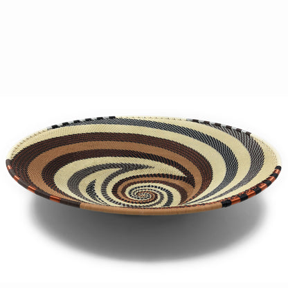 Fair Trade Zulu Telephone Wire 12-inch Platter Basket, Mocha