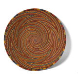 African Fair Trade Zulu Telephone Wire 8" Platter Basket, Painted Desert, Intricate Pattern