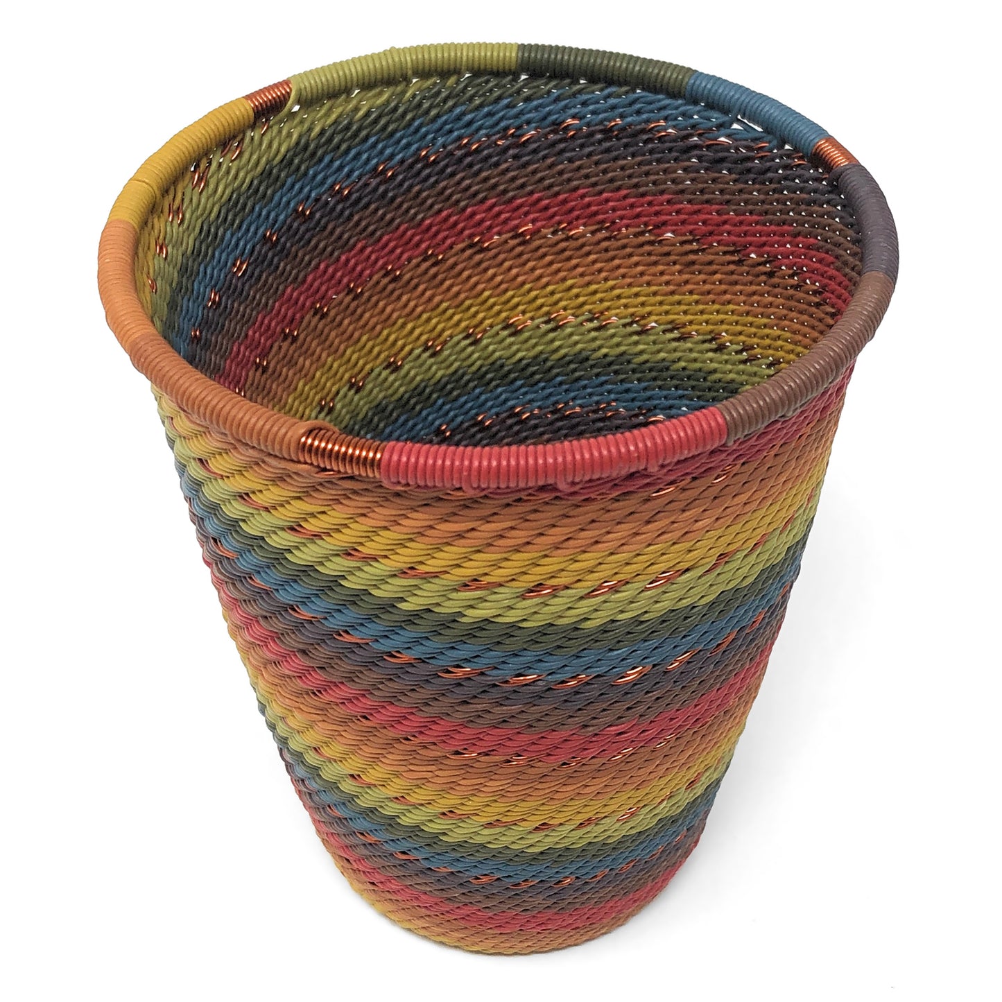 African Fair Trade Zulu Telephone Wire 4.5-inch Pen/Pencil Cup, Painted Desert