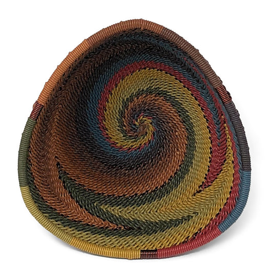 Fair Trade Zulu Handwoven Telephone Wire 4.25" Triangle Basket (Each One Varies), Painted Desert