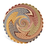 African Fair Trade Zulu Telephone Wire 8-inch Platter Basket, White Desert, Intricate Swirl Pattern (Each One Unique)