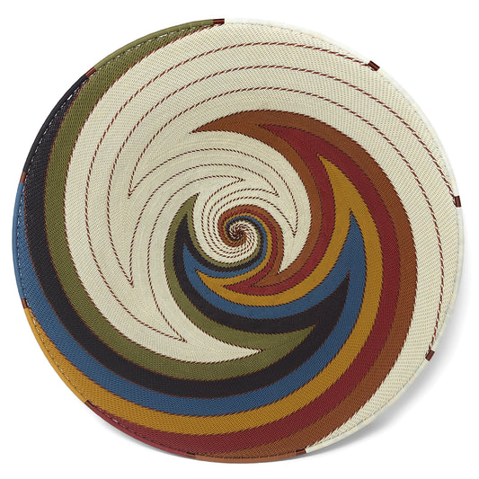 Fair Trade Zulu Telephone Wire 16-inch Platter Basket, White Desert