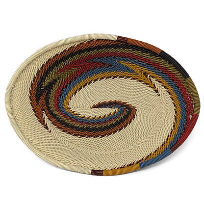 African Fair Trade Zulu Telephone Wire 5-1/2" Small Oval Basket, White Desert