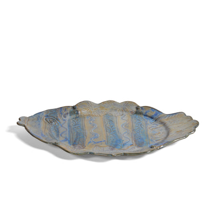 Terry Acker Pottery 15-inch Fish Platter, Blue/Multi