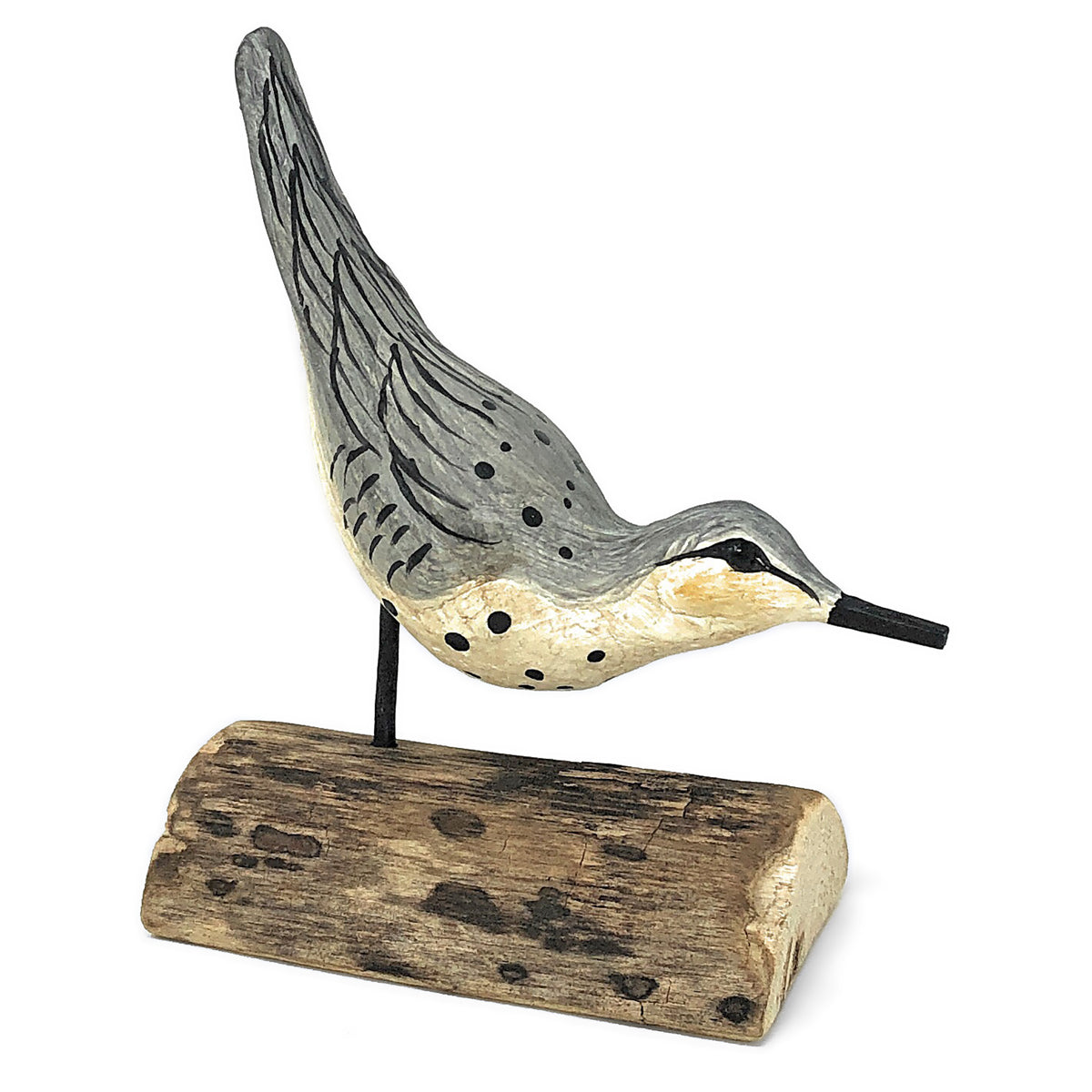 The Painted Bird by Richard Morgan Carved Sandpiper Figurine, Tail Up