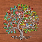 Tree of Life with Colorful Birds and Fruit 14" Steel Drum Wall Art, Fair Trade, Handmade in Haiti