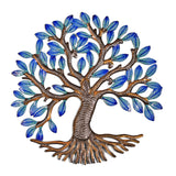 Tree of Life in Electric Blue 12" Steel Drum Wall Art, Fair Trade, Handmade in Haiti