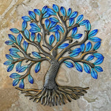 Tree of Life in Electric Blue 12" Steel Drum Wall Art, Fair Trade, Handmade in Haiti