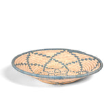 Rwenzori Alpine Blossom 15-16-inch Basket, Handwoven in Uganda, Blue/Ivory