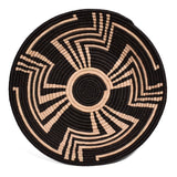 Rwenzori Lightning Bolt 15-16-inch Basket, Handwoven in Uganda, Black/Natural
