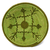 African Fair Trade Handwoven Coiled Raffia Basket, Green Meadow