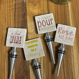 Studio Vertu Humorous Wine Quotes Tumbled Marble Bottle Stoppers, Set of 4