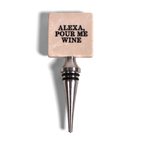 Studio Vertu Alexa, Pour Me Wine Tumbled Marble Bottle Stopper