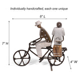 Couple on Bicycle Carved Stone and Recycled Metal Figurine, Handmade in Zimbabwe, Each One Unique