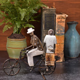 Couple on Bicycle Carved Stone and Recycled Metal Figurine, Handmade in Zimbabwe, Each One Unique